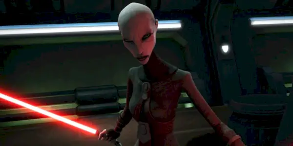 Asajj Ventress bruker bladet i Clone Wars