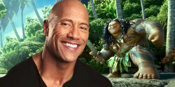 Dwayne Johnson i zdjęcie Maui w Moana jako tło