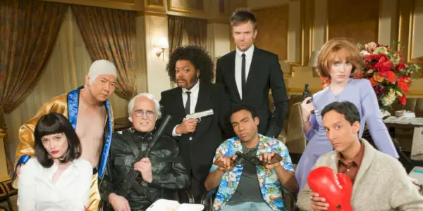 O elenco de Community vestidos como personagens de Pulp Fiction