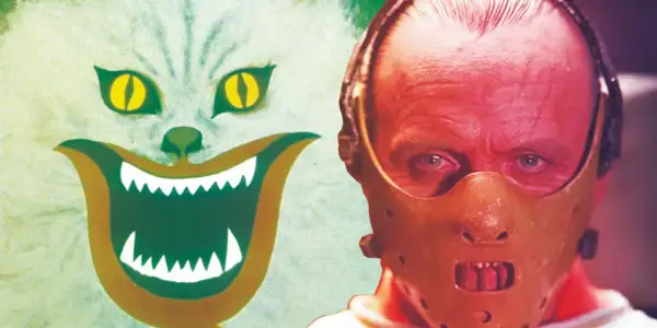 Blandet bilde av maleriet av en katt i House og Dr. Hannibal Lecter i Hannibal