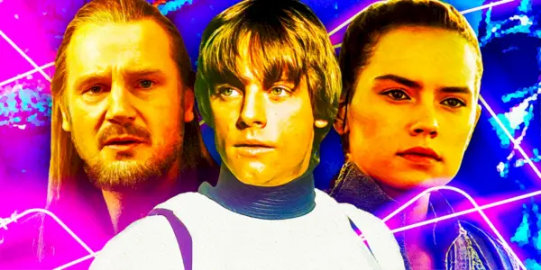 『スター・ウォーズ ファントム・メナス』クワイ=ガン・ジン役のリーアム・ニーソン、『スター・ウォーズ 新たなる希望』ルーク・スカイウォーカー役のマーク・ハミル、『スター・ウォーズ フォースの覚醒』レイ役のデイジー・リドリー