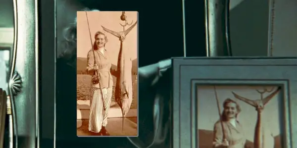 Fotografia z Titanicu zobrazuje Rose s rybárskym prútom a rybou takmer rovnako veľkou ako ona sama