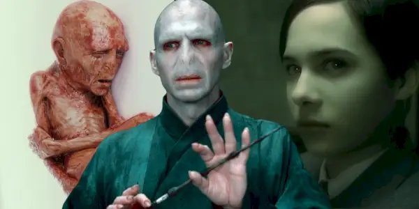 Un collage de trois Voldemorts différents