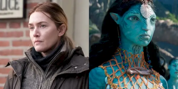 Ein geteiltes Bild von Kate Winslet und Ronal aus Avatar 2