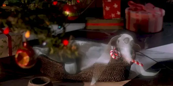 Zero dormindo em uma cesta em The Nightmare Before Christmas