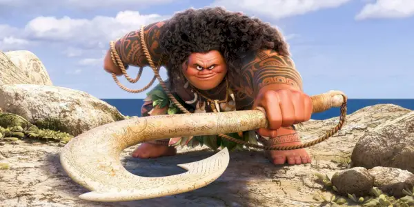 Maui hält seinen Angelhaken in Moana