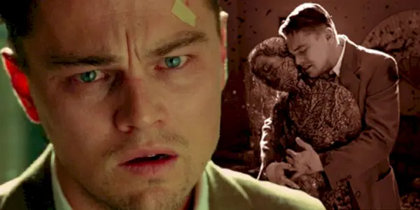 Immagine personalizzata Leonardo DiCaprio sembra sconvolto e abbraccia la moglie morta a Shutter Island