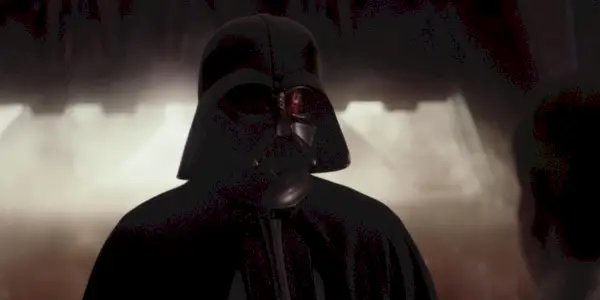 Rogue One Une histoire de Star Wars Spencer Wilding et James Earl Jones dans le rôle de Dark Vador et Ben Mendelsohn dans le rôle d'Orson Krennic dans le château de Vador