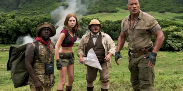 Hráči v poli v Jumanji Vítejte v džungli.