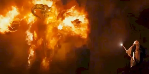 Balrog og Gandalf møder hinanden i Ringenes Herre