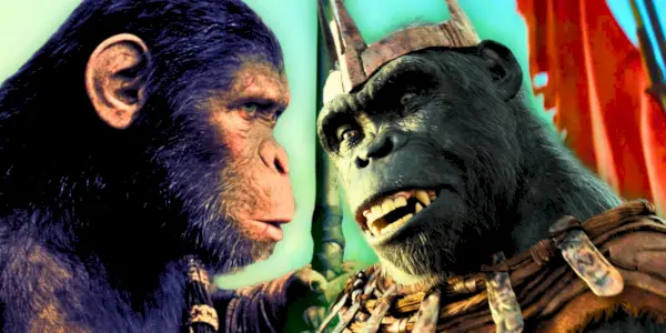 Noa e Proximus Caesar em O Reino do Planeta dos Macacos