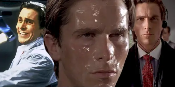 Kolaż Christiana Bale'a w roli Patricka Batemana w filmie American Psycho