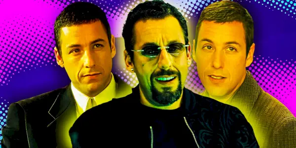 Zusammengesetztes Bild von Adam Sandler in drei verschiedenen Filmen