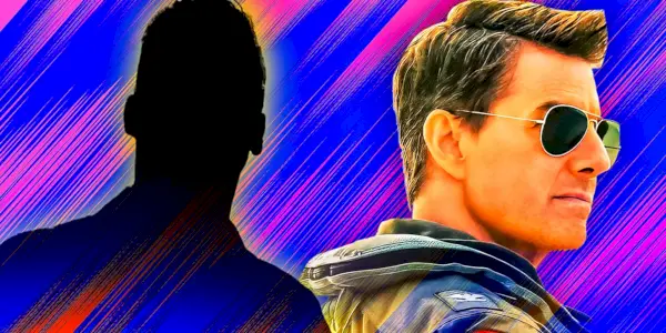 Tom Cruise como Maverick en Top Gun y silueta