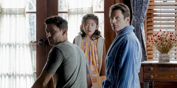 Eric, Andrew und Wen in Knock at the Cabin.