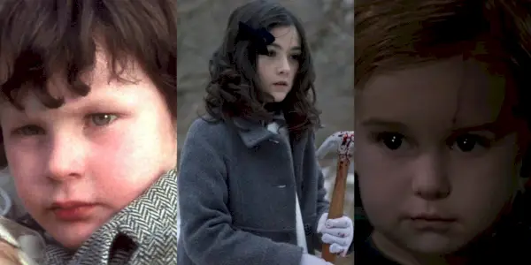Imagen dividida de Damien de The Omen, Esther de Orphan y Gage de Pet Sematary