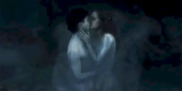 Ron si představuje, jak se Harry a Hermiona líbají