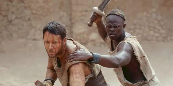 Maximus y Juba peleando juntos en Gladiator