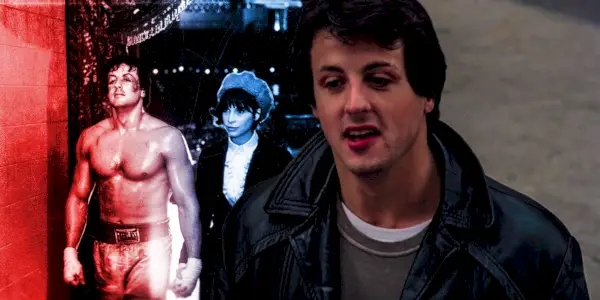 Rocky og Adrian går for enden af Rocky med et stillbillede af Sylvester Stallone, mens Rocky taler