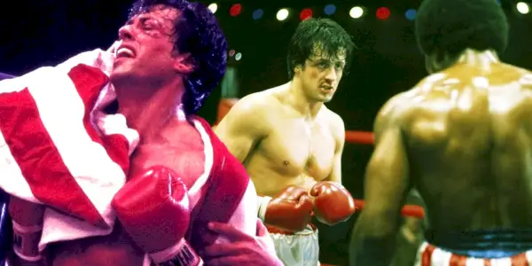Sylvester Stallone som Rocky Balboa vinder i Rocky IV og kæmper mod Carl Weather som Apollo Creed i Rocky