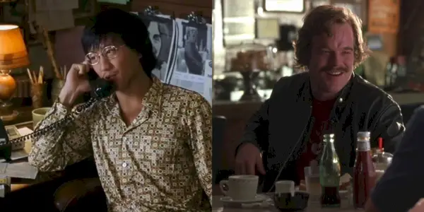 Une image de Ben-Fong Torres au téléphone et de Lester Bangs souriant dans Almost Famous