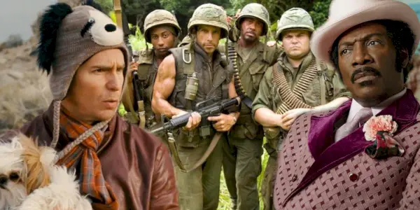 Collage d'images fixes de Seven Psychopaths, Tropic Thunder et Dolemite Is My Name