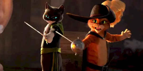 Le Chat Botté Le Dernier Vœu Salma Hayek et Antonio Banderas dans le rôle de Kitty Softpaws et le Chat Botté