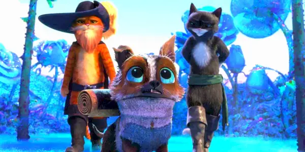 Le Chat Botté, Kitty Softpaws et Perrito dans Le Chat Botté : Le Dernier Vœu