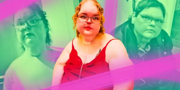 Montaje de las hermanas de 1000 libras Tammy Slaton fondo verde