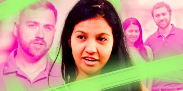 90 dages forlovede karine martins pink og blå baggrund