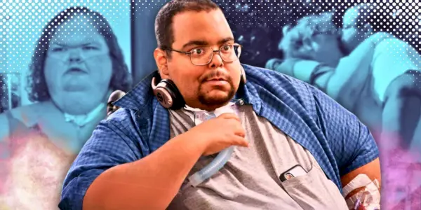 caleb willingham fra 1000 lb søstre iført en trach tube i monrage med tammy slaton i baggrunden