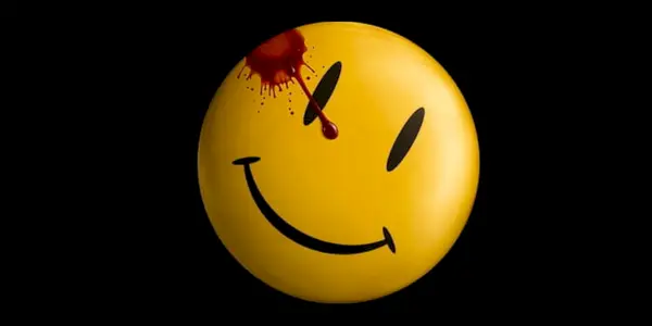כפתור תג מחייך של סרט Watchmen עם דם עליו