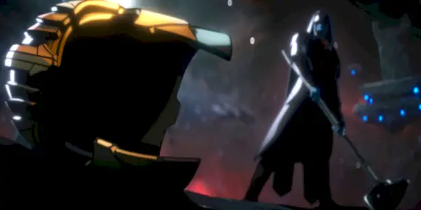 Ronan l'Accusateur debout au-dessus de Thanos