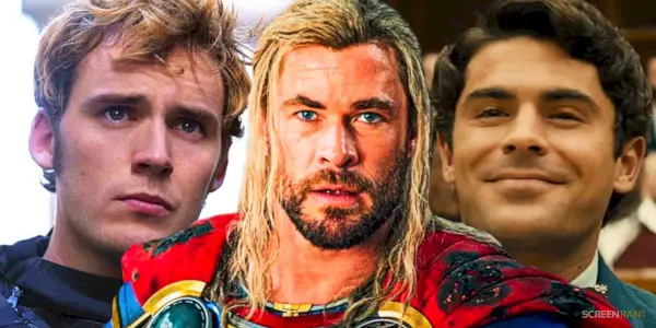 Chris Hemsworth ako Thor, Sam Claflin vo filme Hunger Games a Zac Efron ako Ted Bundy