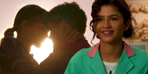 MJ (Zendaya) og Peter Parker (Tom Holland) rører panden i slutningen af Spiderman No Way Home, MJ (Zendaya) arbejder på spisestuen i Spiderman No Way Home