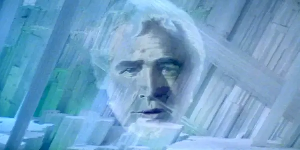 superman far jor-el, spillet af Marlon Brando, som et hologram i Christopher Reeves Superman filmene.