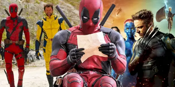 Deadpool 3 세트 사진, Deadpool 영화 및 X-Men: Days of Future Past 포스터의 사용자 정의 이미지.