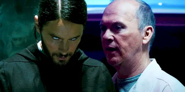 Geteiltes Bild von Morbius, der bedrohlich aussieht, und Vulture, der unsicher aussieht