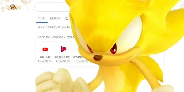 Vyhľadávanie Google Sonic The Hedgehog Easter Egg