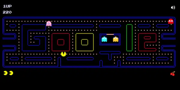 Pac-Man beží cez logo google