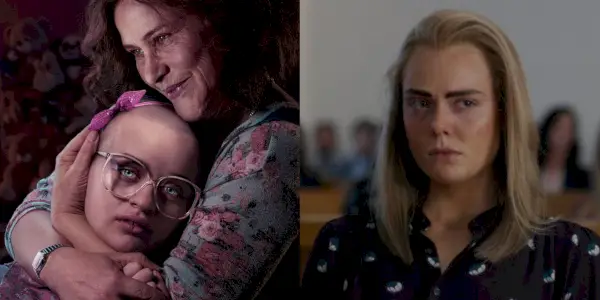 Geteiltes Bild mit den Hauptfiguren aus „The Act“ und „The Girl from Plainville“.