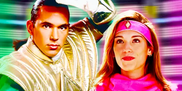 Una imagen personalizada con Jason David Frank como el Green Ranger Tommy Oliver y Amy Jo Johnson como la Pink Ranger Kimberly Hart.