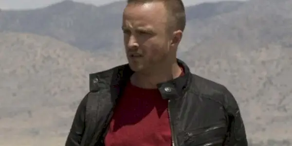 Jesse Pinkman parado em um campo