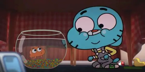 Gumball betrachtet seinen Goldfisch in „The Amazing World of Gumball“.