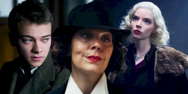 Conrad Khan nel ruolo di Duke Shelby, Helen McCrory nel ruolo di Polly Gray e Anya Taylor-Joy nel ruolo di Gina Gray in Peaky Blinders