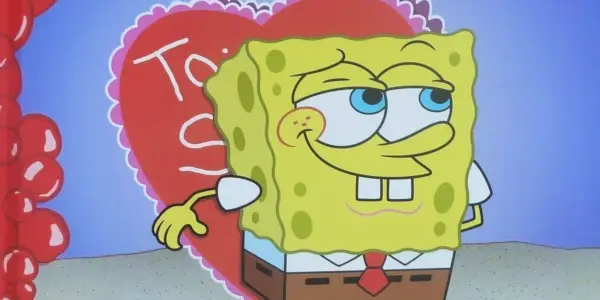 SpongeBob tiene un cuore dietro la schiena sulla copertina di SpongeBob