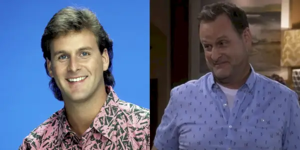 Dave Coulier som onkel Joey i fullt hus og fullt hus side ved side.webp