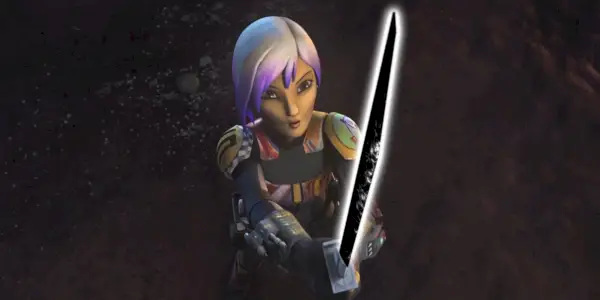 Sabine Wren עם Darksaber ב-Star Wars Rebels.
