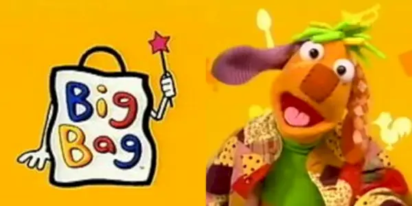 Ein Bild nebeneinander zeigt die Big Bag-Illustrationen und eine der Puppen aus der Cartoon Network-Serie