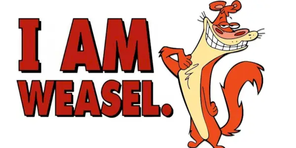 I Am Weasel-Titelkarte mit Weasel für Cartoon Network
